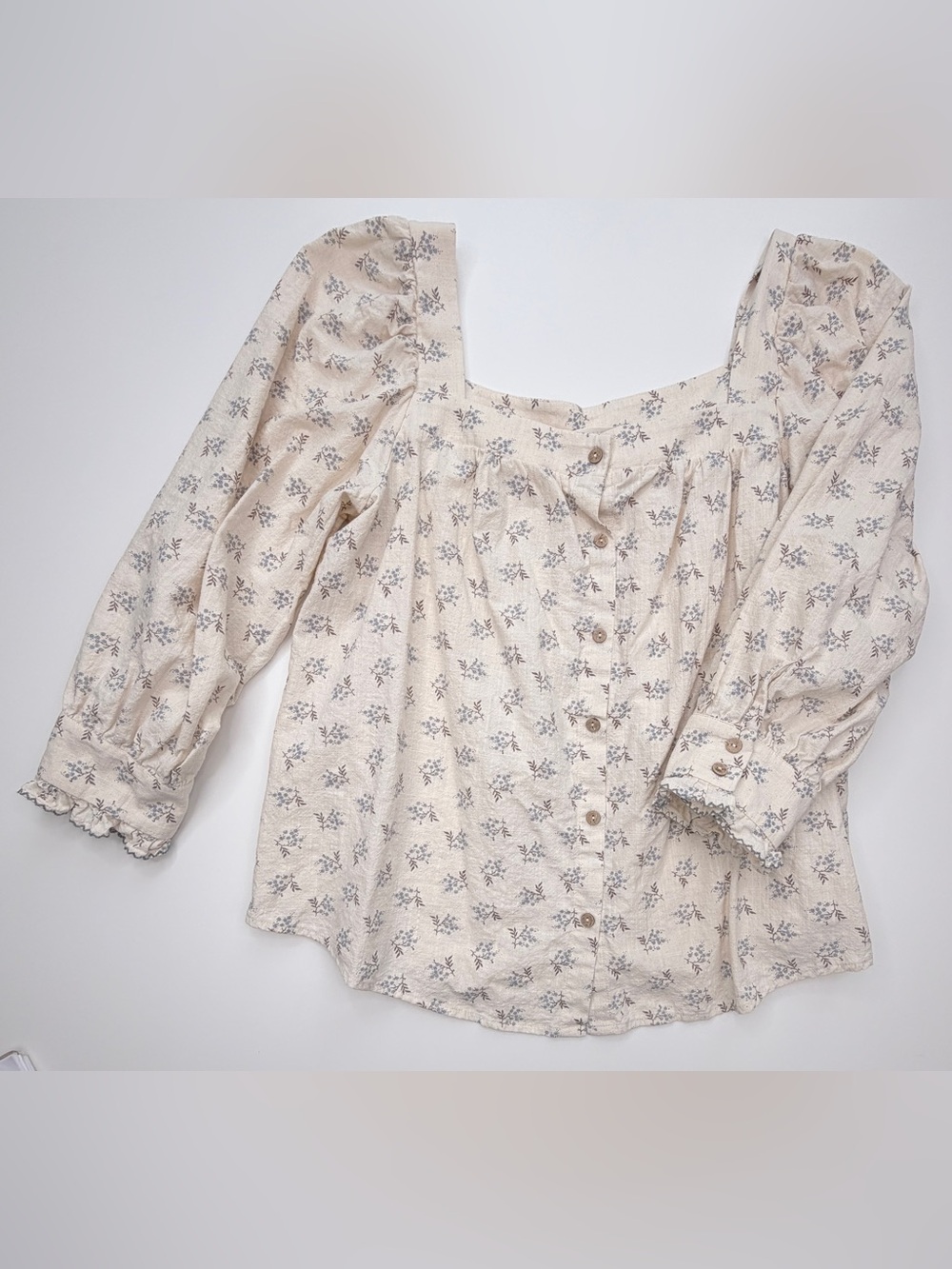 Women's Cream Floral Square-Neck Blouse - Picture 5 of 16